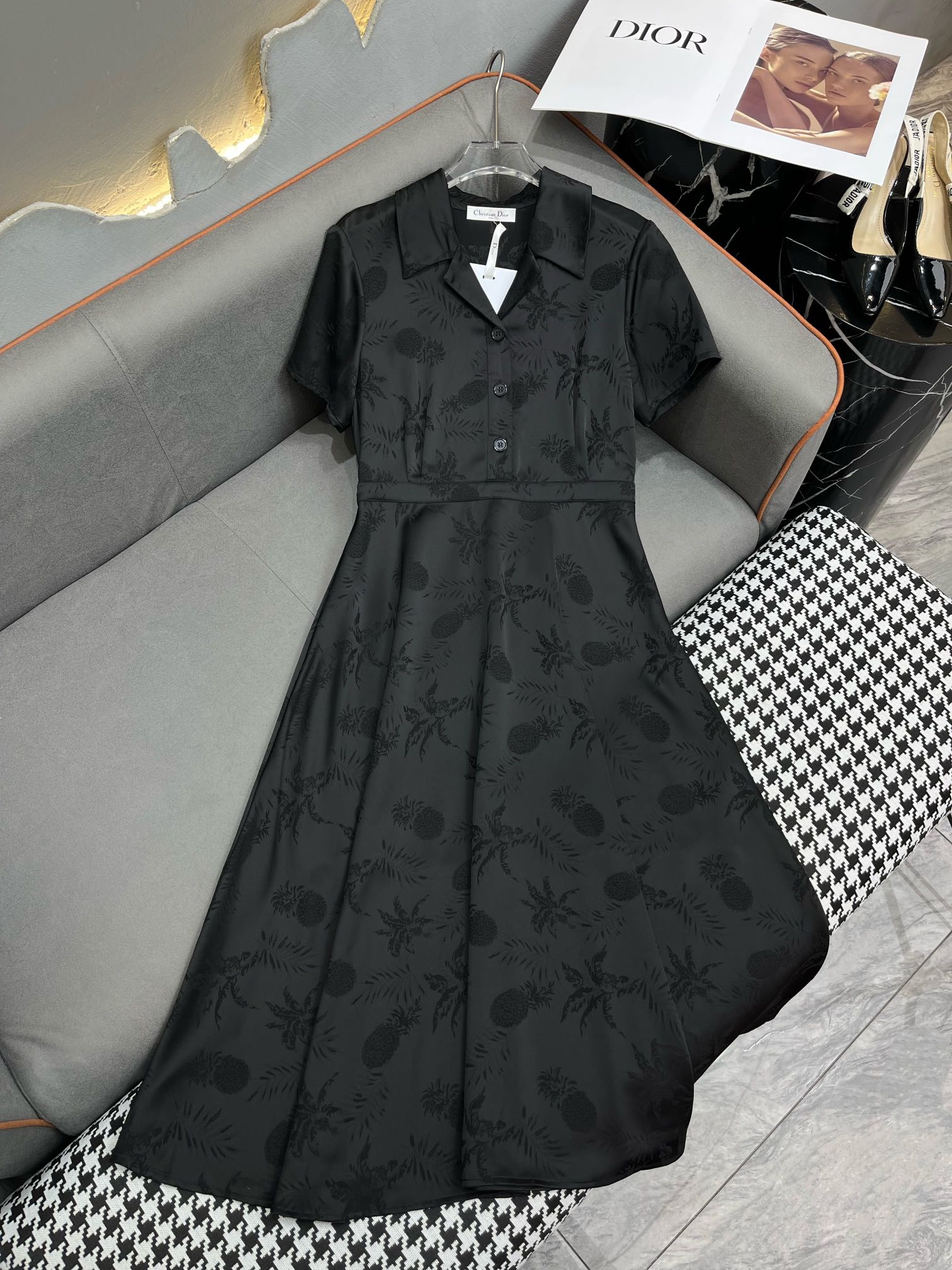 Летний комбинезон Dior 2403-24ss с отложным воротником - черный