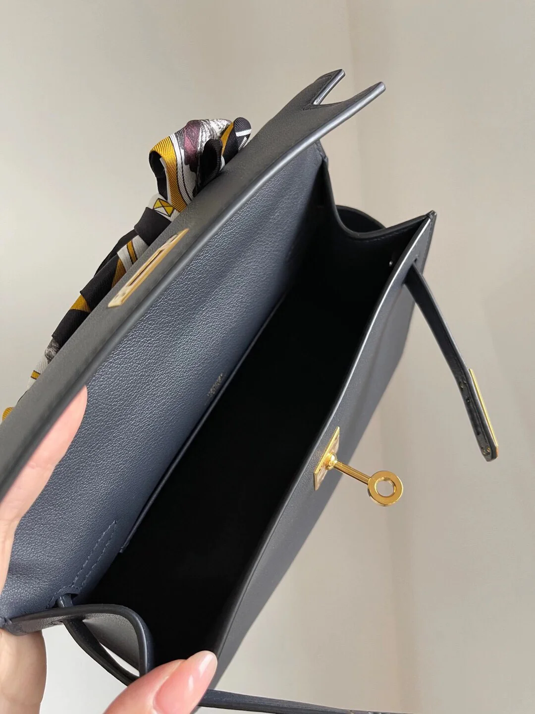 Hermes Mini Kelly 1st Generation Swift Midnight Blue with Gold Buckle