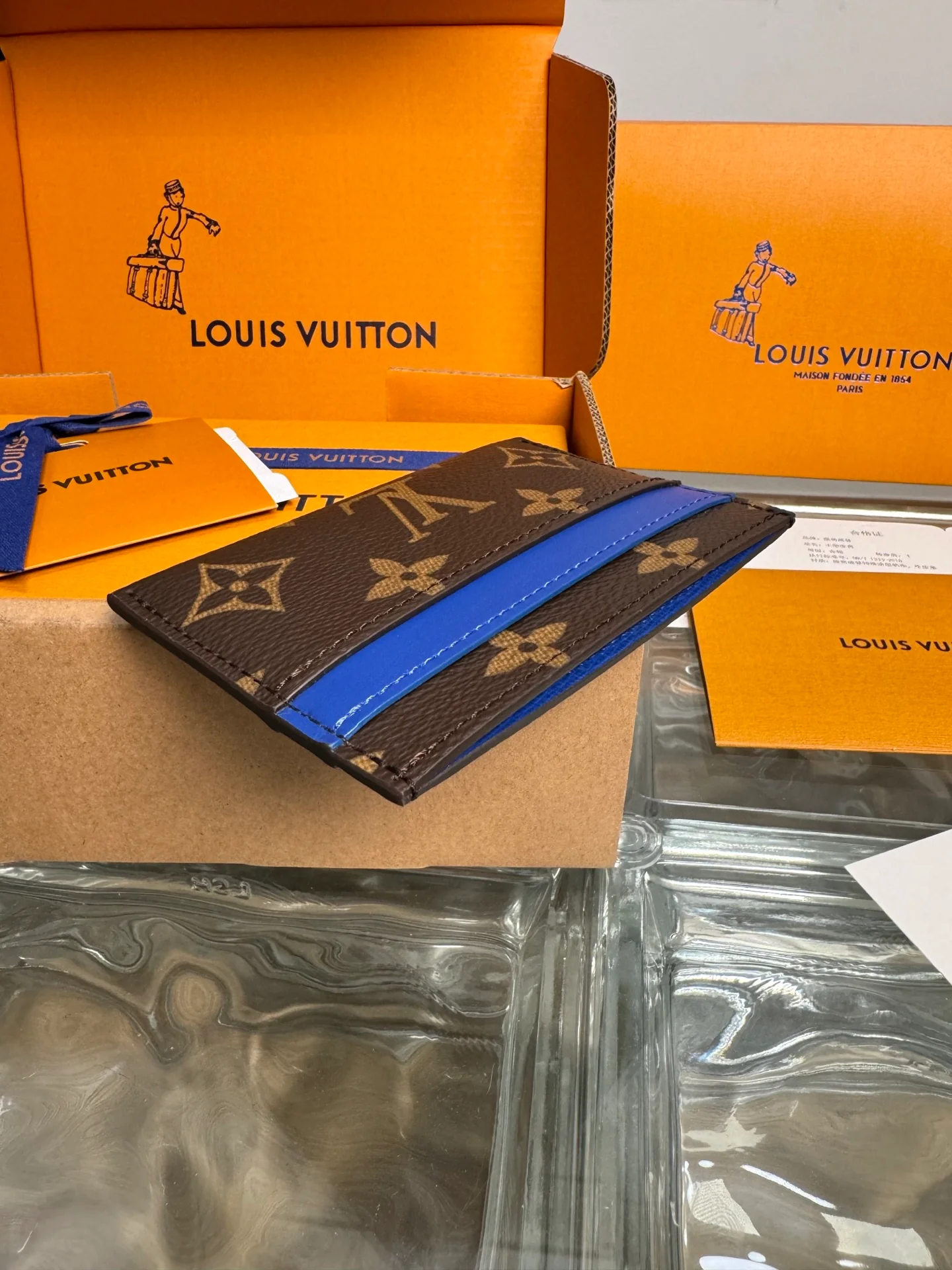 LV-m12843-monogram-macassar card holder-blue