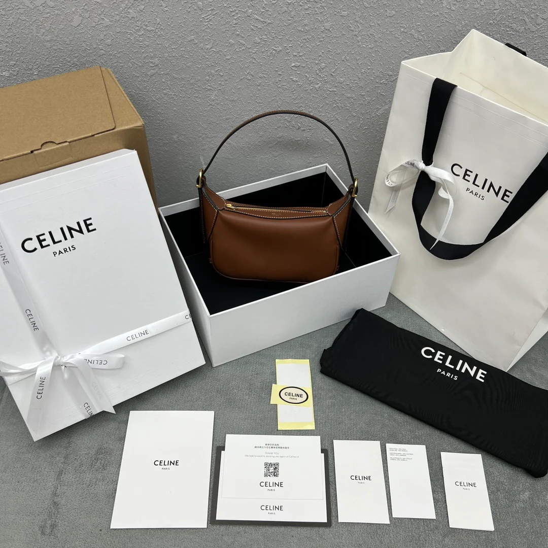 Мини-сумка через плечо Celine Romy - бежево-коричневая