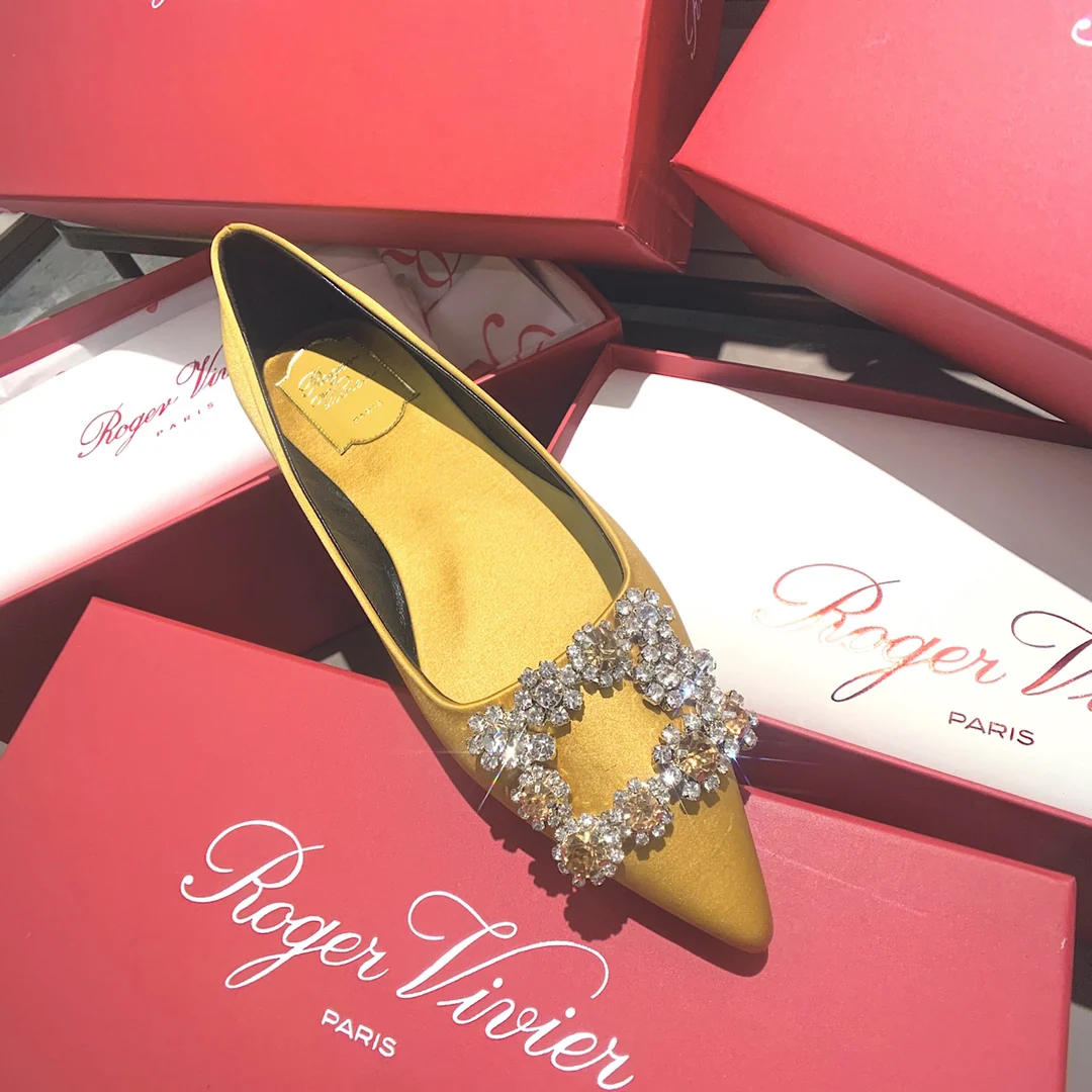 RV - Плоское дно - Шелк с застежками из страз - Желтый