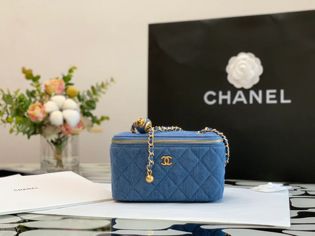 Chanel - Джинсовый золотой шарик - Квадратная коробка - Темно-синий