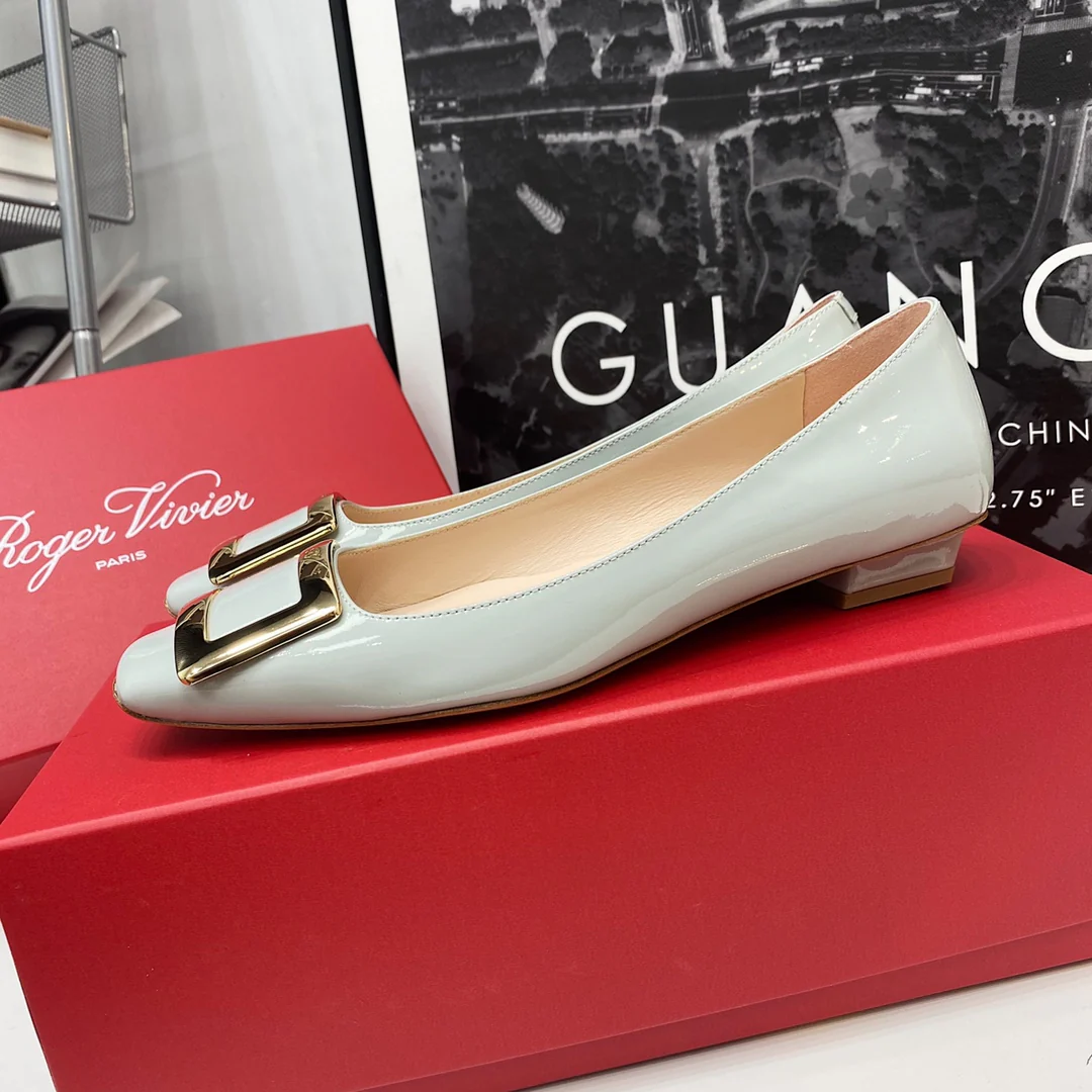 Туфли на каблуке RV-2-5 см - светло-голубые