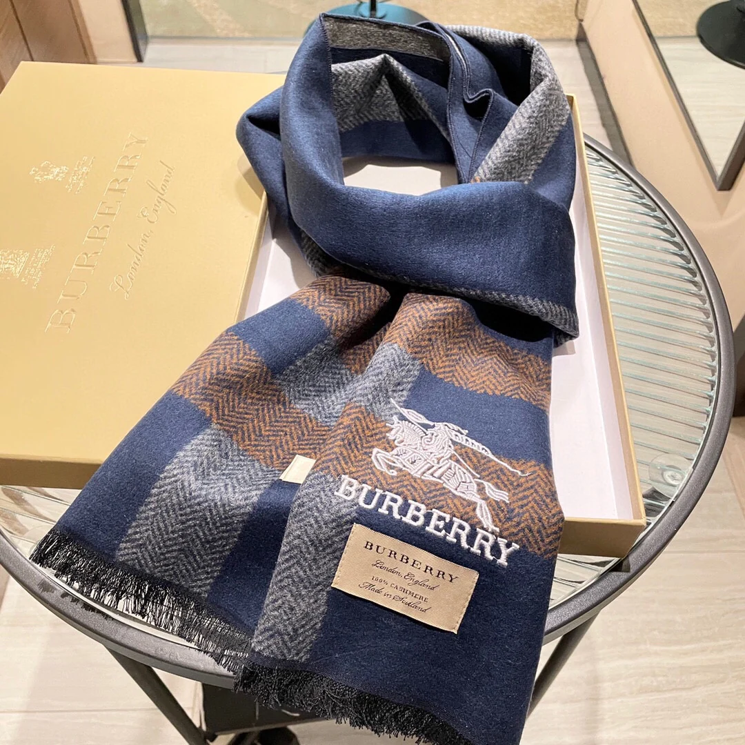 Классический полосатый вязаный шарф Burberry - 32 (180 см) - 100% кашемир