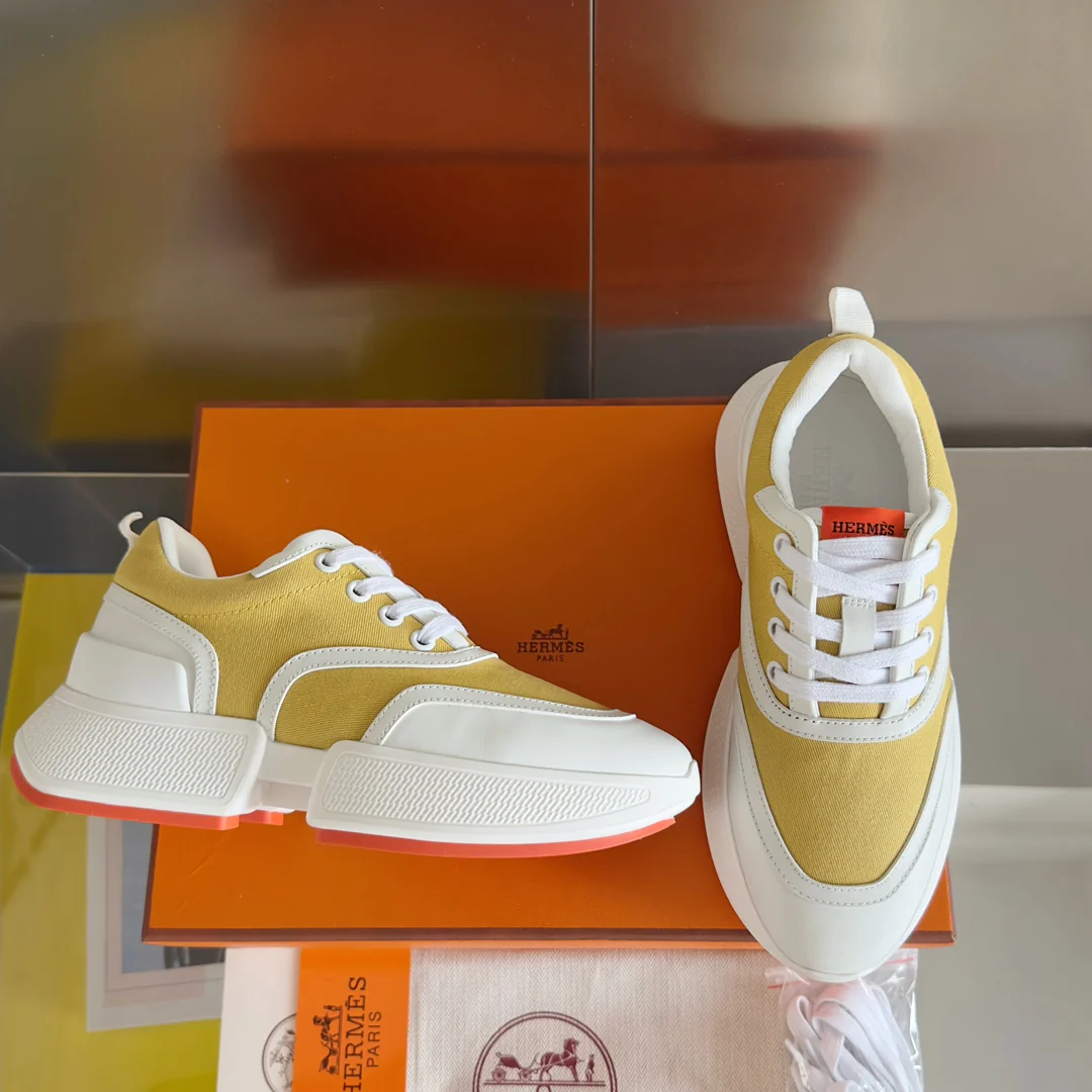 Новые повседневные кроссовки Hermes Giga Series 2023, унисекс, желтые.