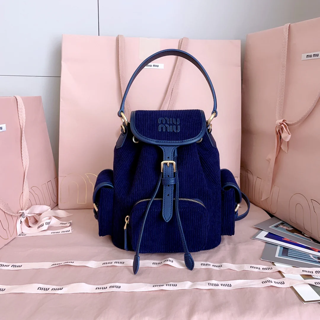 Рюкзак Miu Miu-5bz043 из вельвета - синий