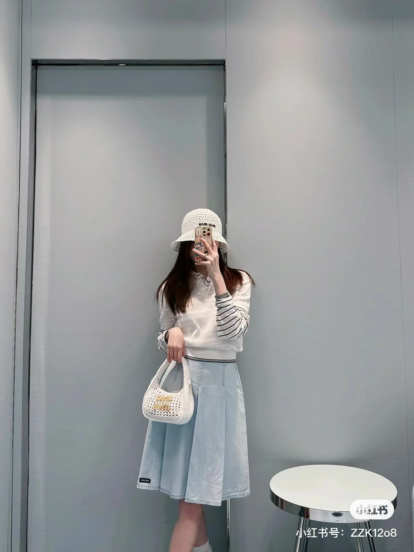 Сумка Miu Miu 5bc125 из льняной ткани - белая.