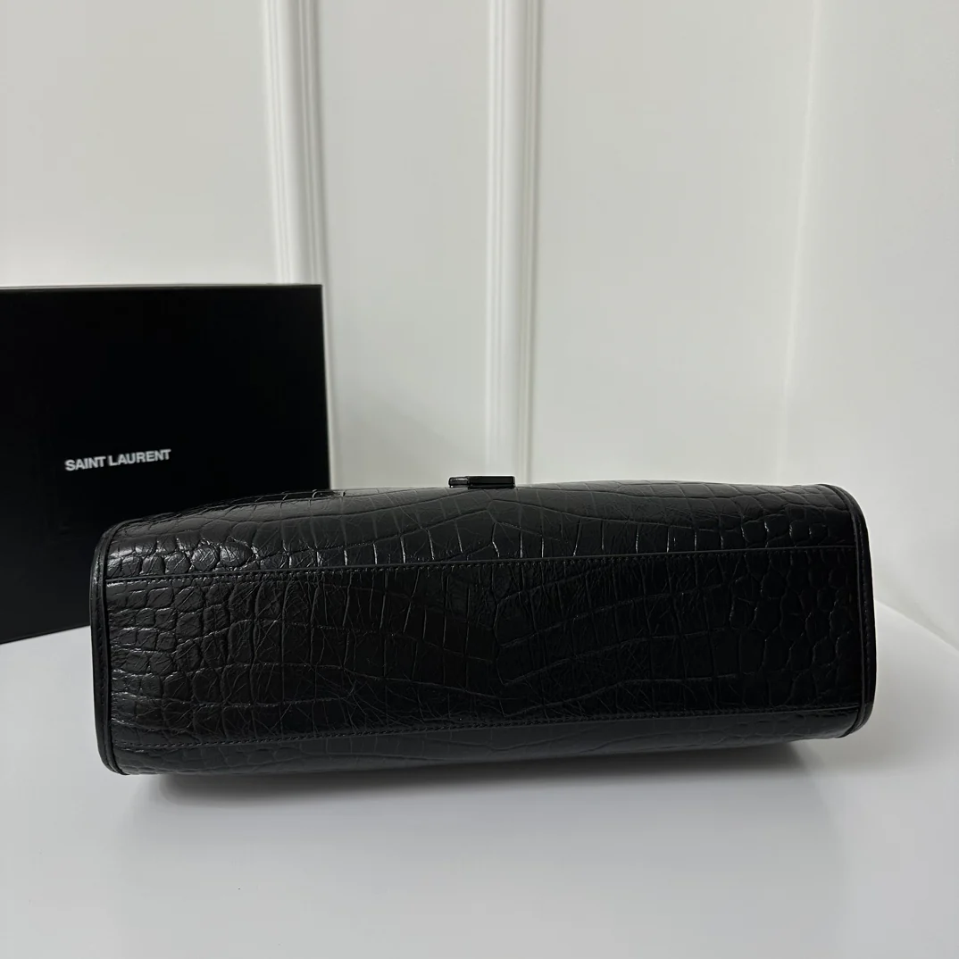 Сумка-шоппер YSL Niki - с крокодиловым принтом - черная