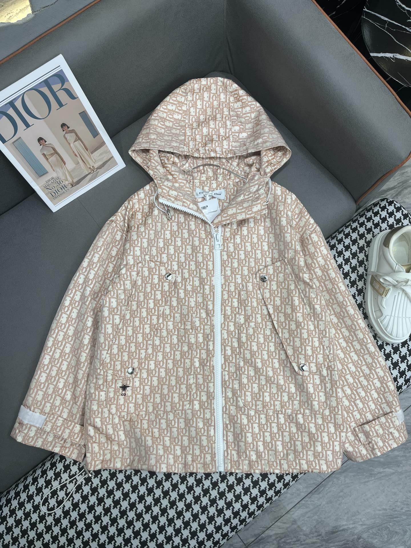 Новый тренч с капюшоном Dior 2403-24ss весна/лето - оранжевый