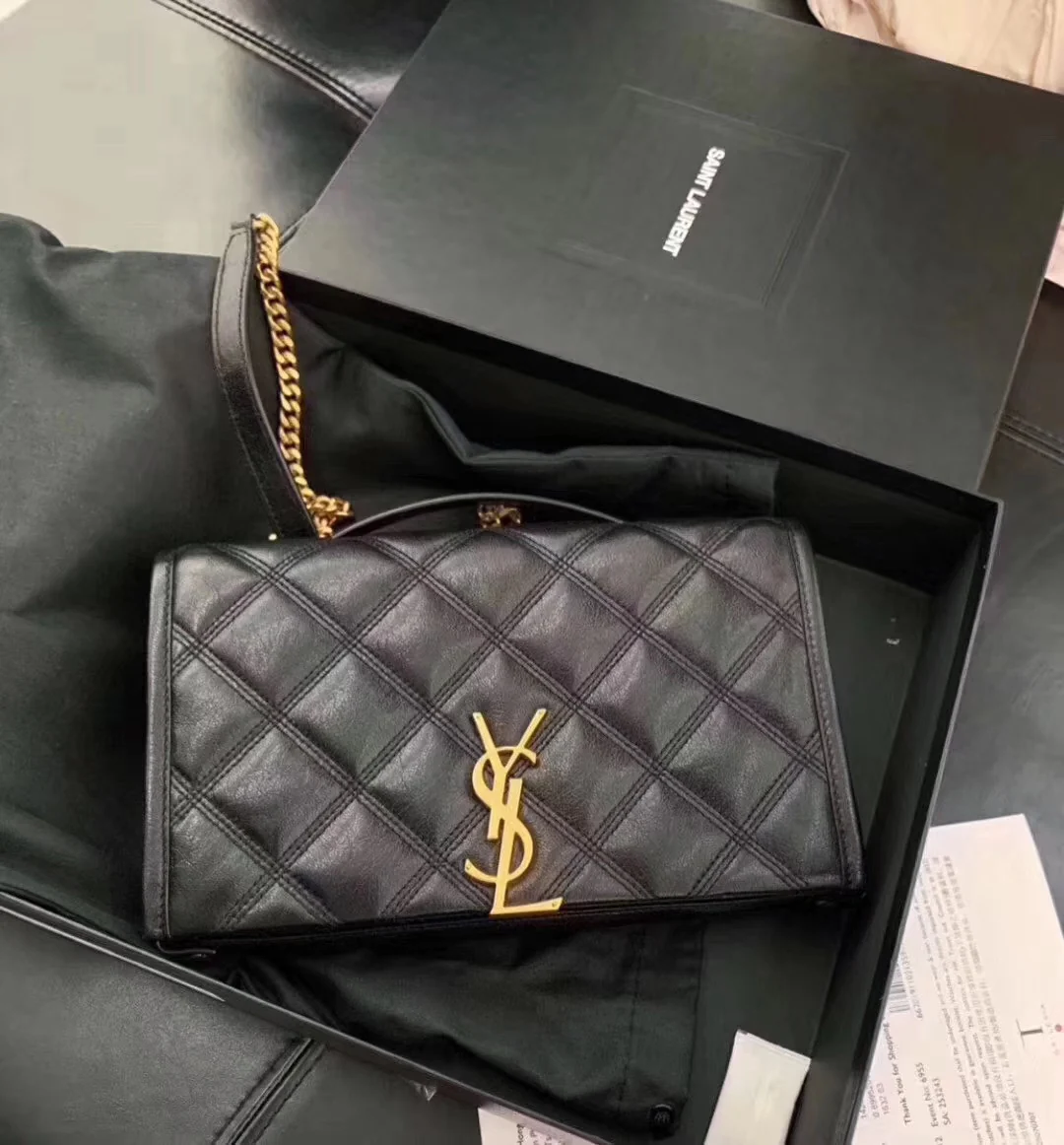 Сумка YSL-Becky из овечьей кожи с ромбовидной стёжкой и цепочкой - 1 шт.