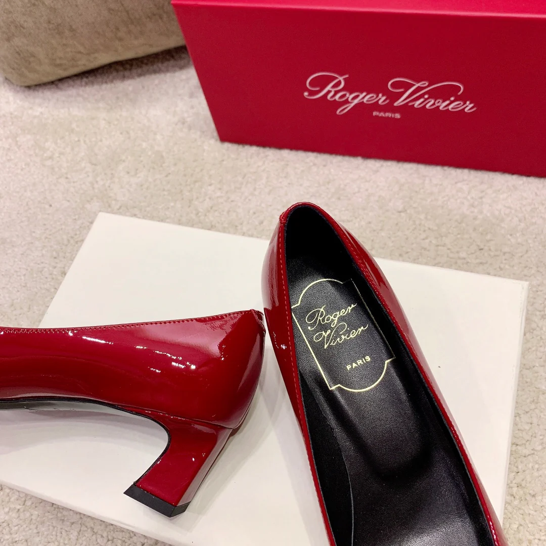 RV - Классические туфли с квадратными пуговицами - Темно-красный