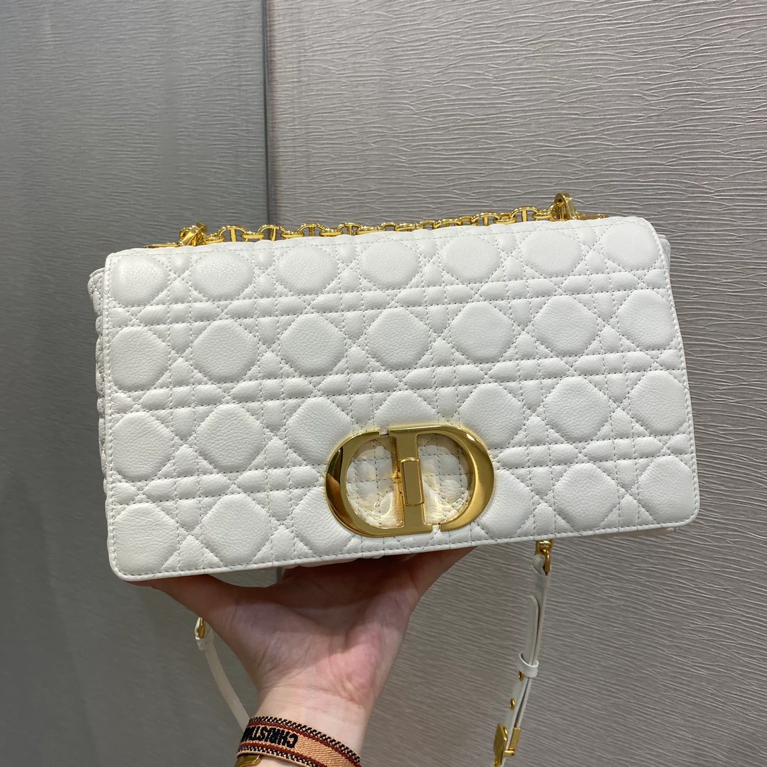 Dior Caro, размер Large, 28 см, белая телячья кожа - 1