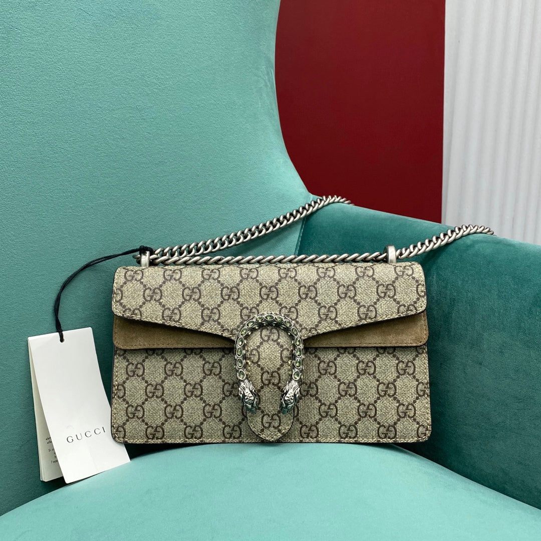 Сумка Gucci Dionysus - Монограммная канва, коричневый цвет - 25 см x 7 см x 14 см
