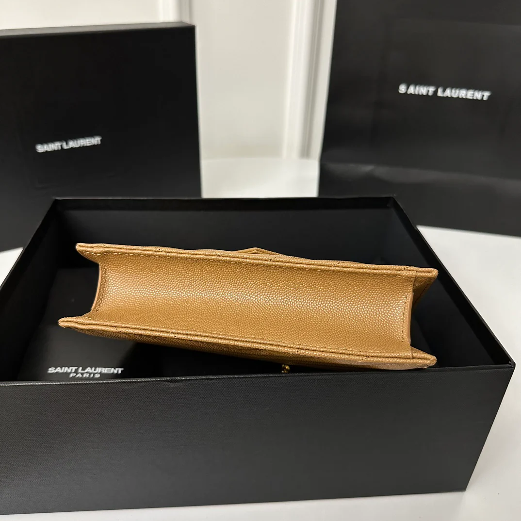 Пряжка YSL Monogram Caviar WOC Caramel Gold, 22 см