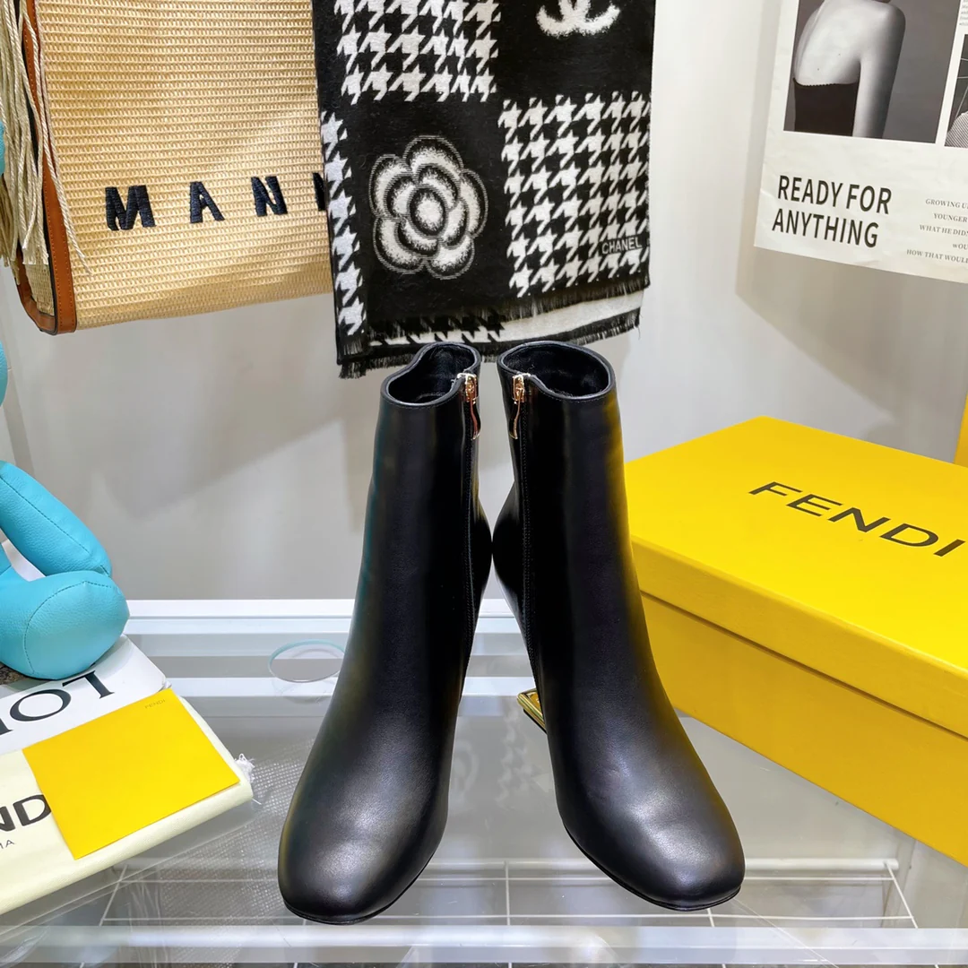 Туфли на высоком каблуке в стиле Fendi-f - сапоги на высоком каблуке