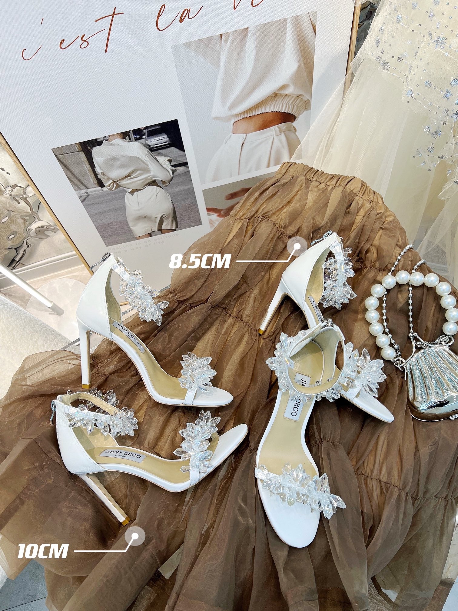 Джимми - Туфли на каблуках из овечьей кожи с кристаллами