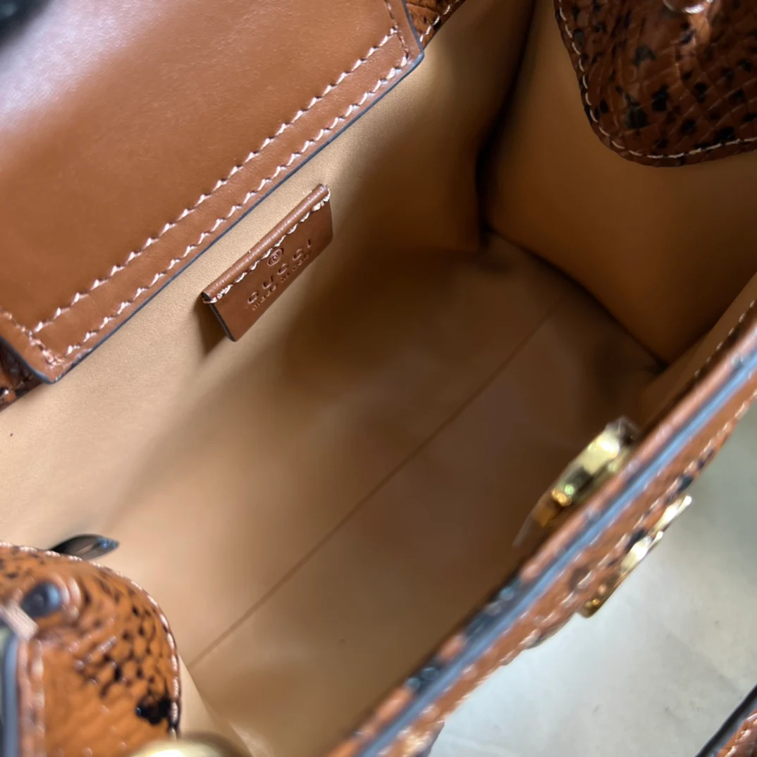 Сумка Gucci Bamboo - 20x16x10 см - Коричневая змеиная кожа