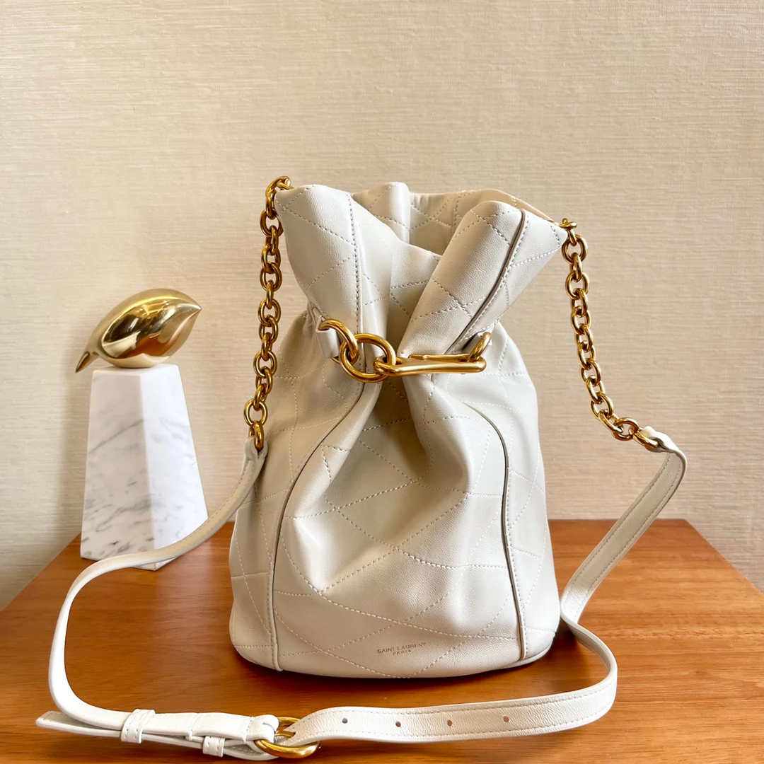 Сумка-ведро YSL с крючком - белая