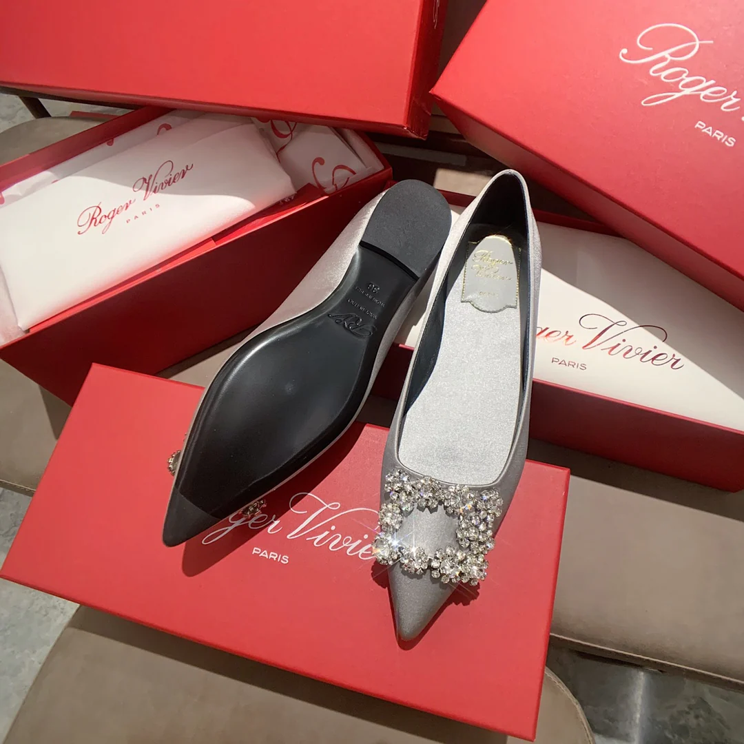 RV-Плоское дно-Шелковая пряжка со стразами-Серебристый-1