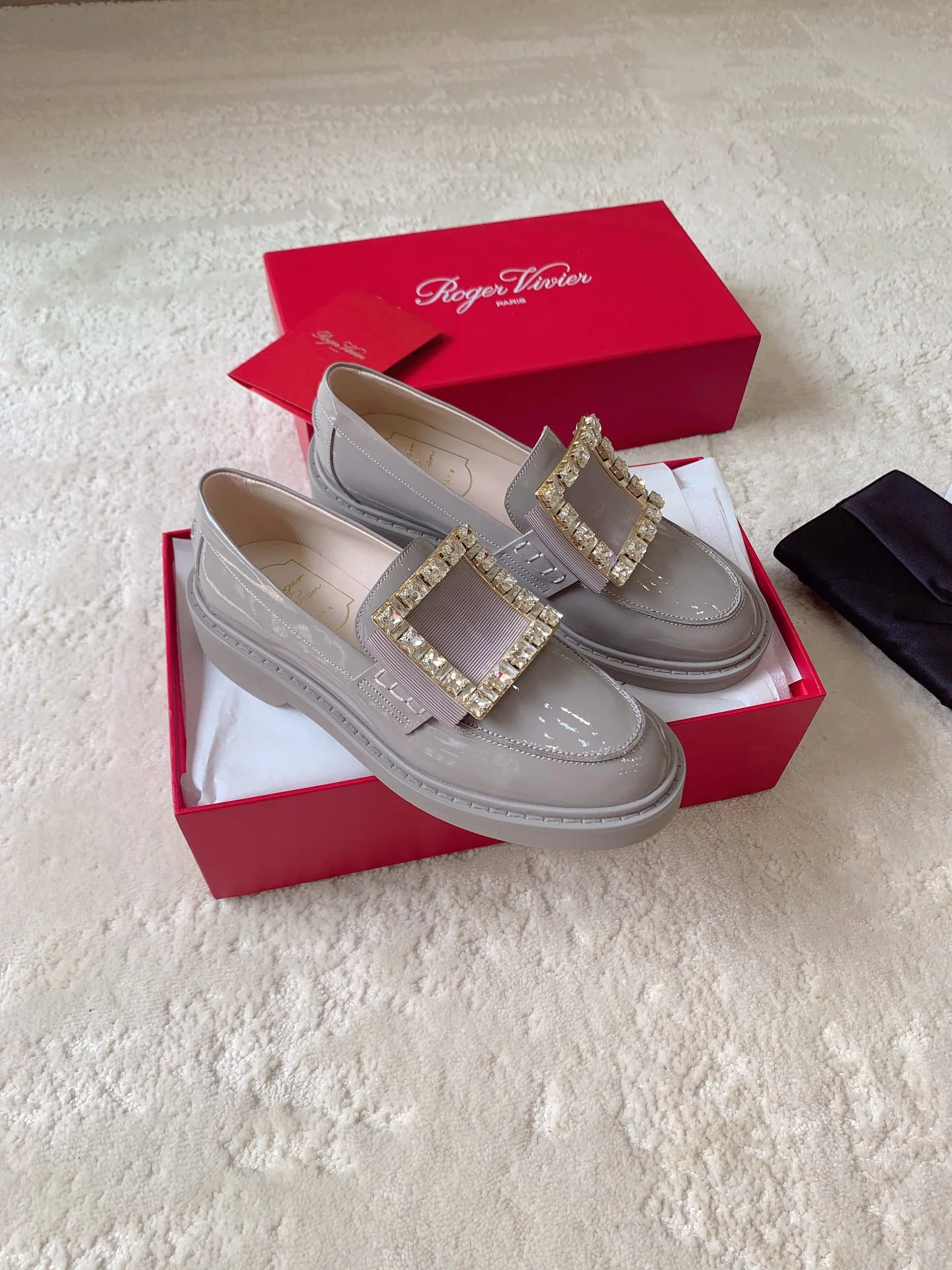Обувь RV Shoes - Новинка сезона осень/зима 2023 - Лоферы ?Макарон? - Глянцевый серый