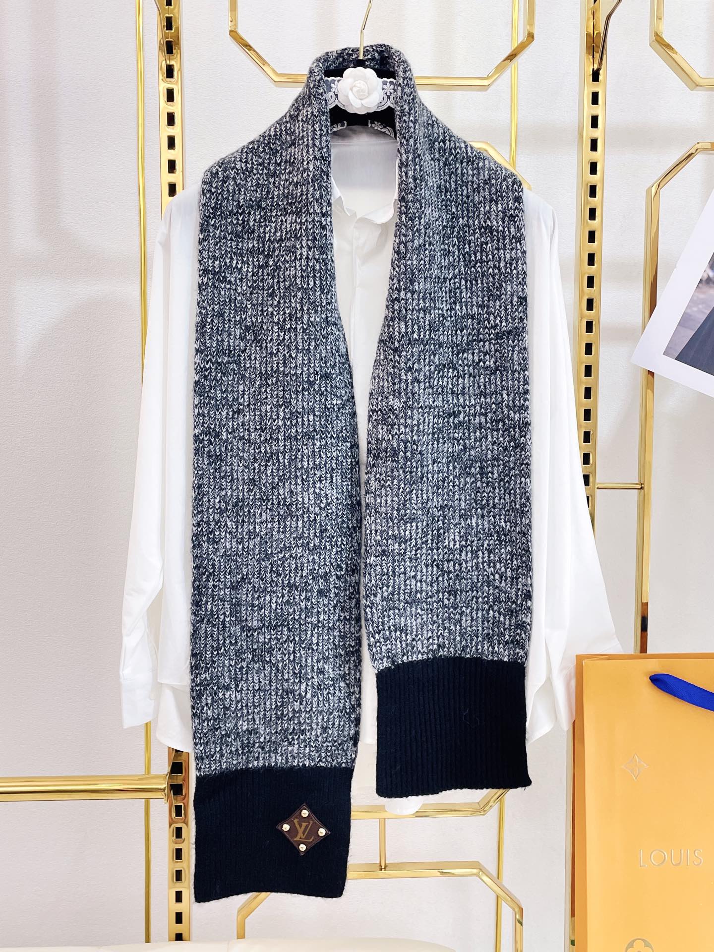 Вязаный шарф LV - 100% кашемир - 20 см - 180 см