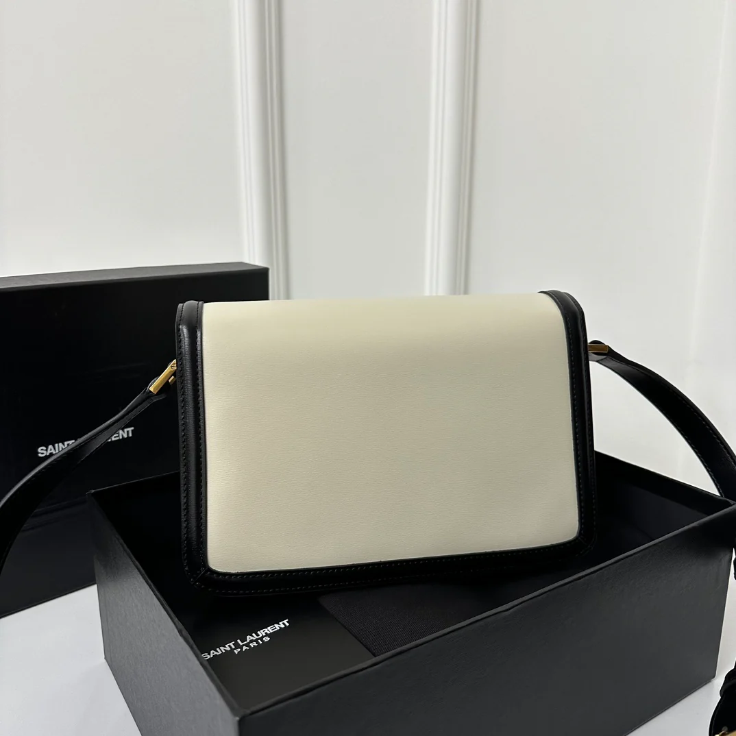 Сумка YSL Box Saint Laurent Tofu Bag Medium, черно-белая.
