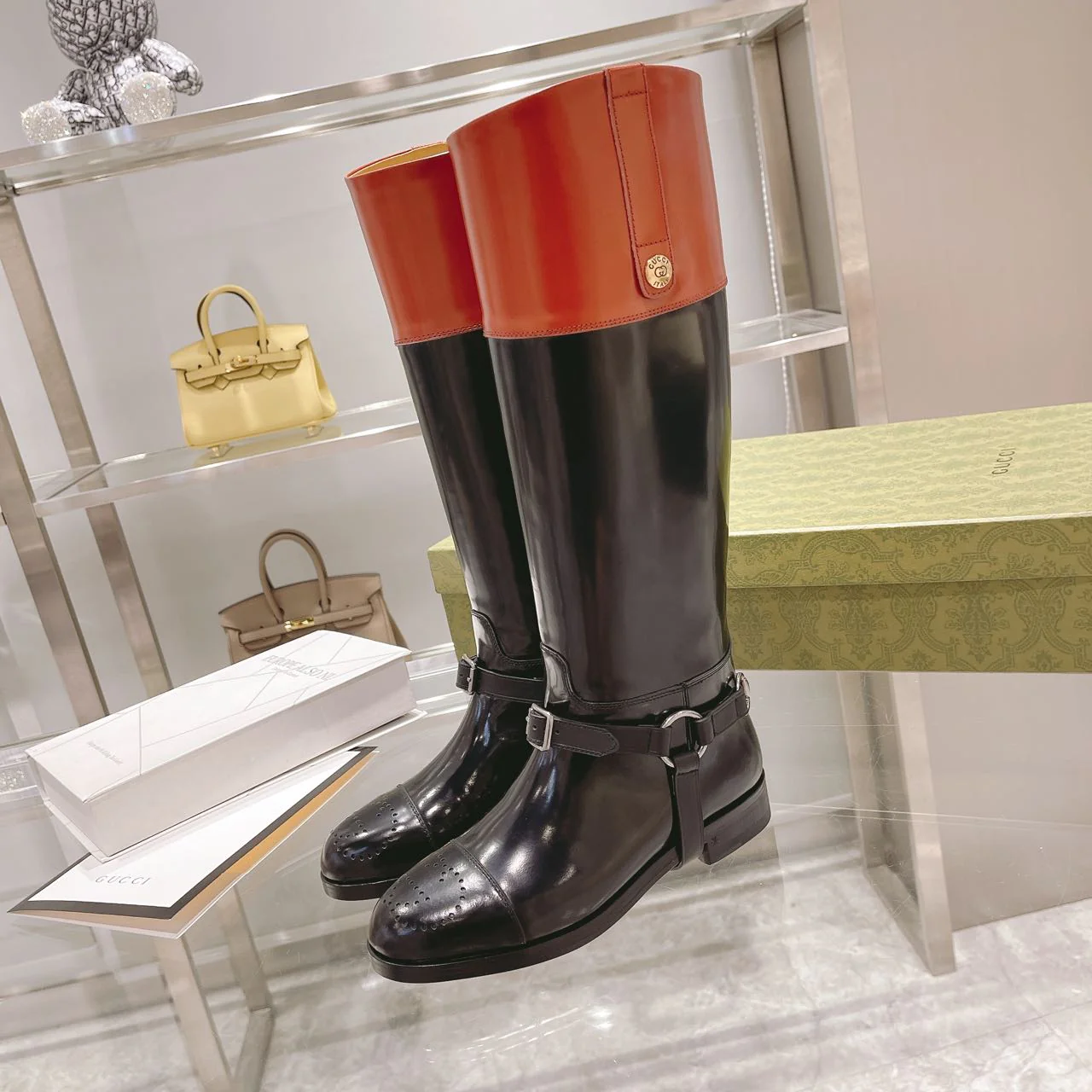 Gucci 2022 Street Buckle Retro Long Boots Equestrian Boots 2