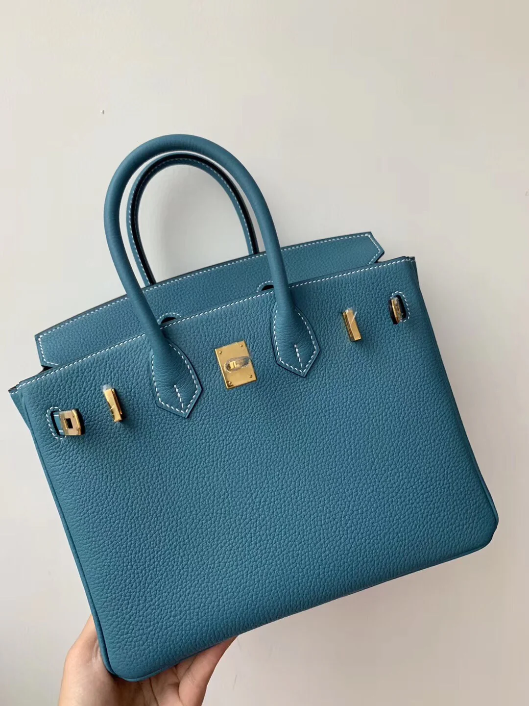 Сумка Hermes Birkin 25 Togo 75 Denim Blue с золотой пряжкой