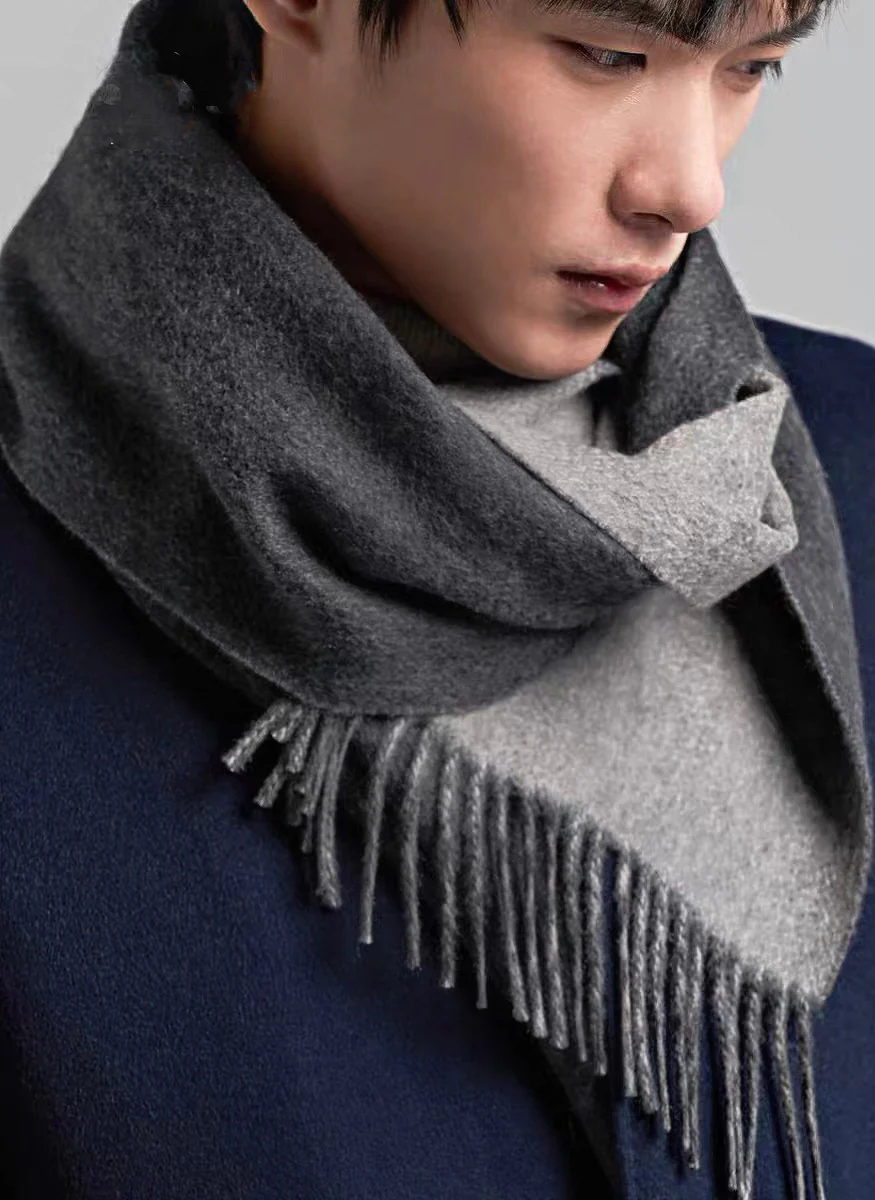 Двусторонний кашемировый шарф LV - 180 см - 35 см - черный