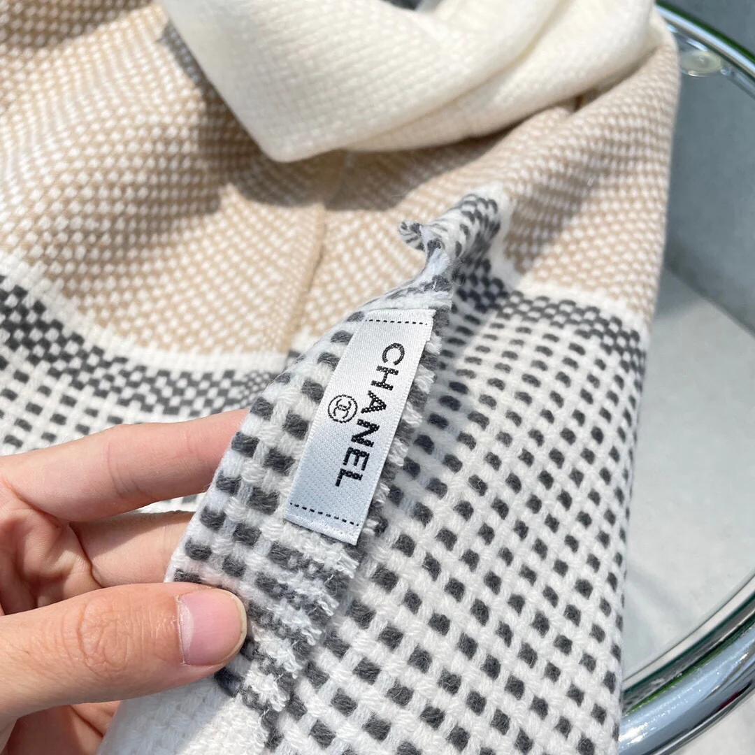 Двусторонняя кашемировая шаль/шарф Chanel - 32 см - 180 см - 100 см - Кашемир