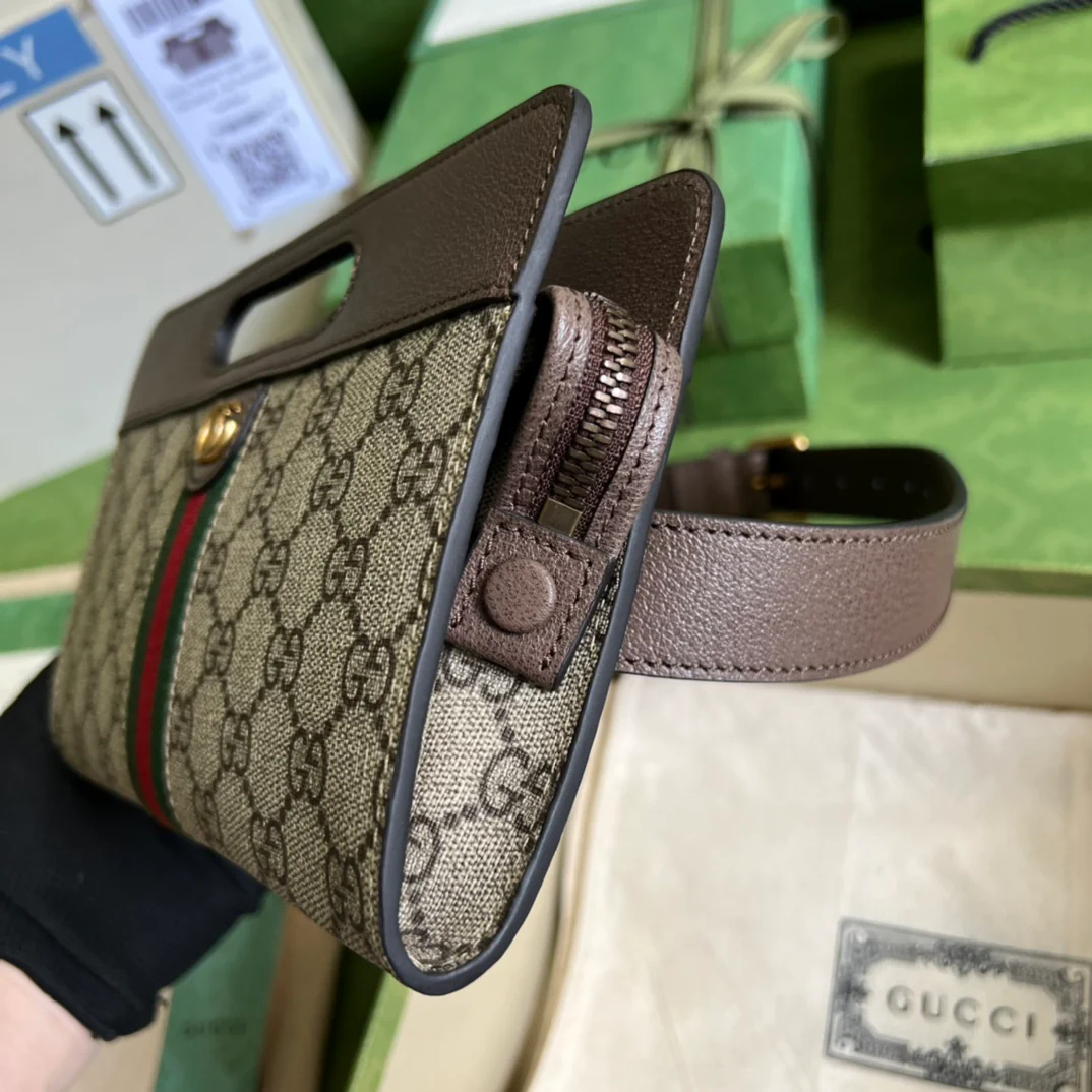 Мини-сумка Gucci Ophidia через плечо - 22 см (5х14х2,5 см) - Коричневая