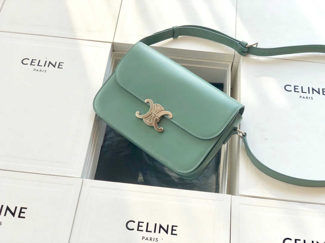 Celine Triomphe Medium Calfkin Porcelain Color