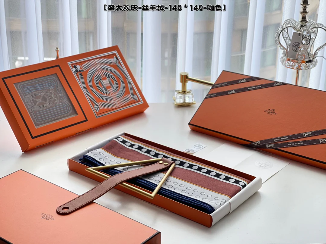 Hermes Grand Celebration - 140 шелковый кашемировый шарф