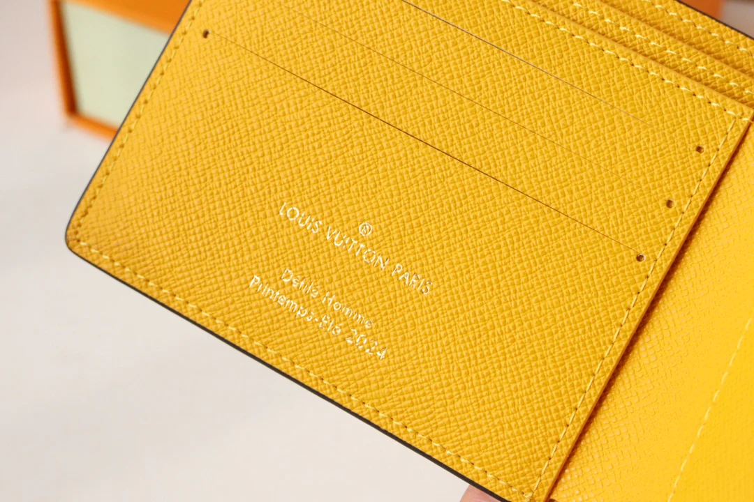 LV-m40452-Осенне-зимний новый короткий кошелек-желтый чек