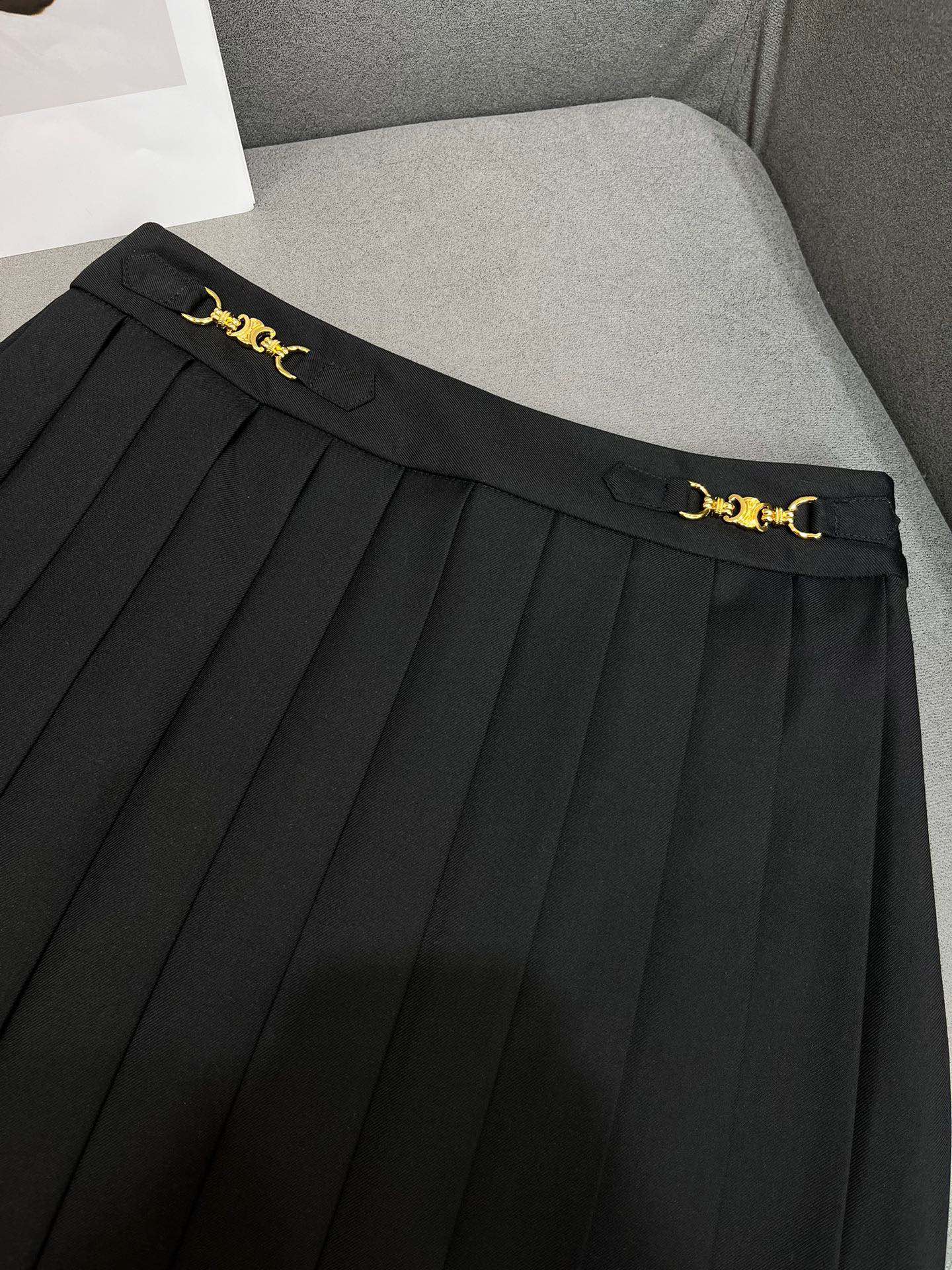 Celine 2403-24ss Летний новый комплект: короткая рубашка и длинная юбка - Черный