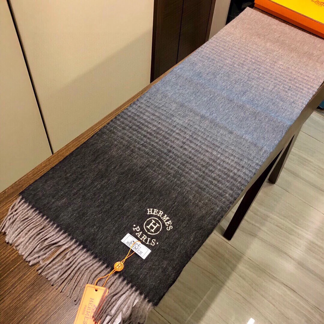 Кашемировый шарф Hermes с градиентным рисунком - 32 см - 180 см