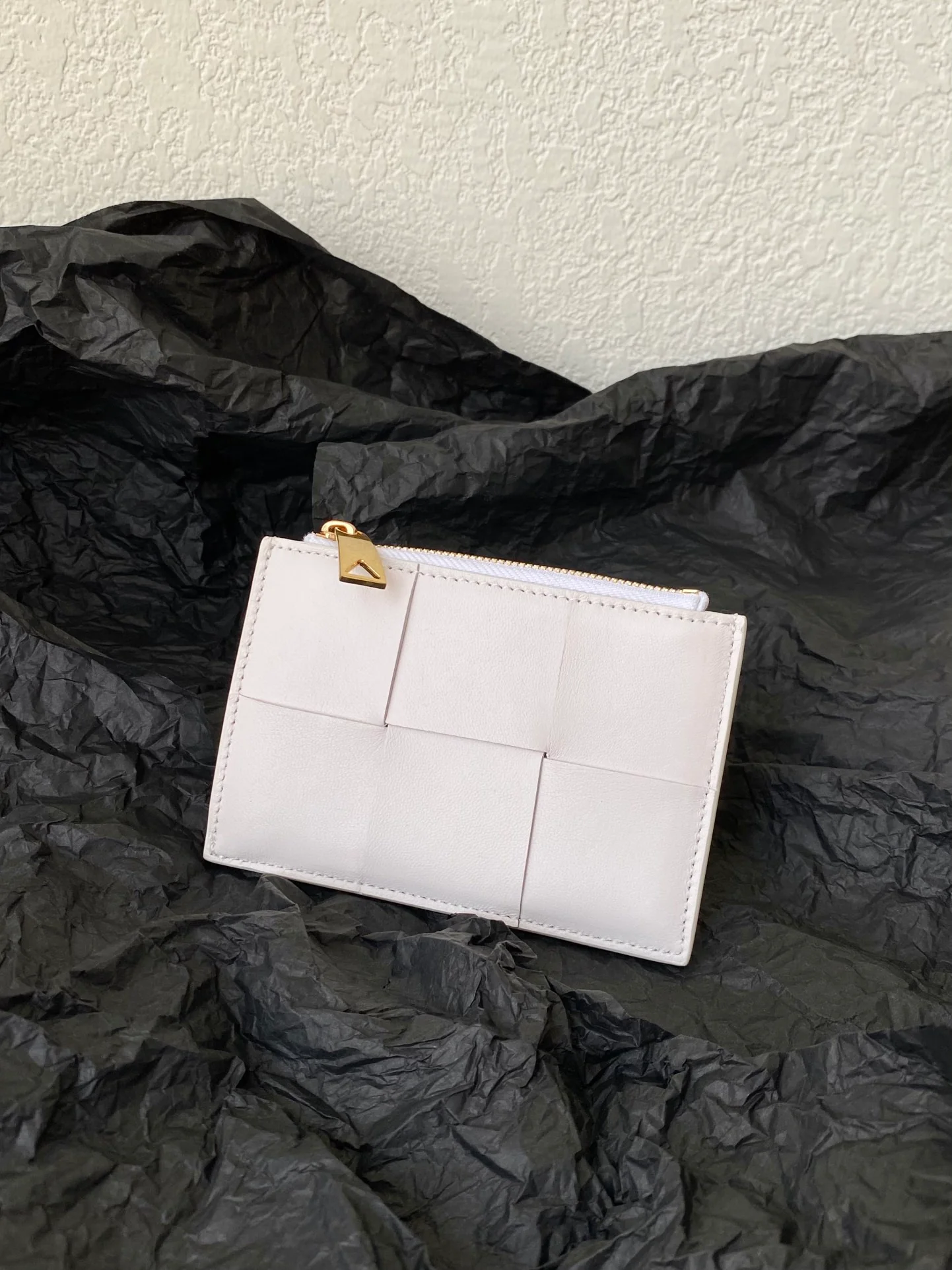 BV-大格子 编织 拉链卡包 零钱包 12x8x0.5cm