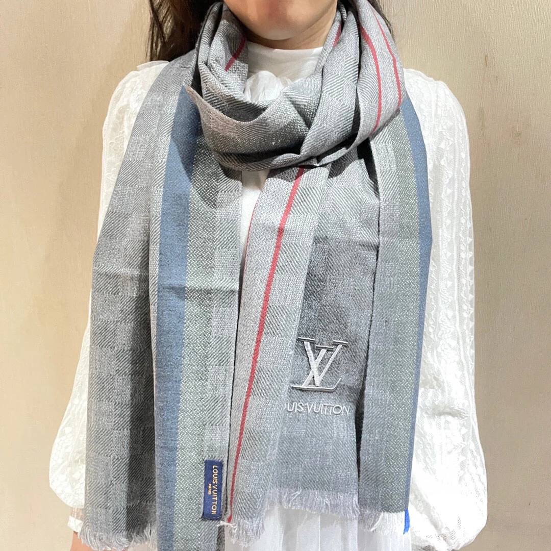 LV - Кашемировый шарф премиум-класса - 180 см - 32 см - 100% кашемир - серый