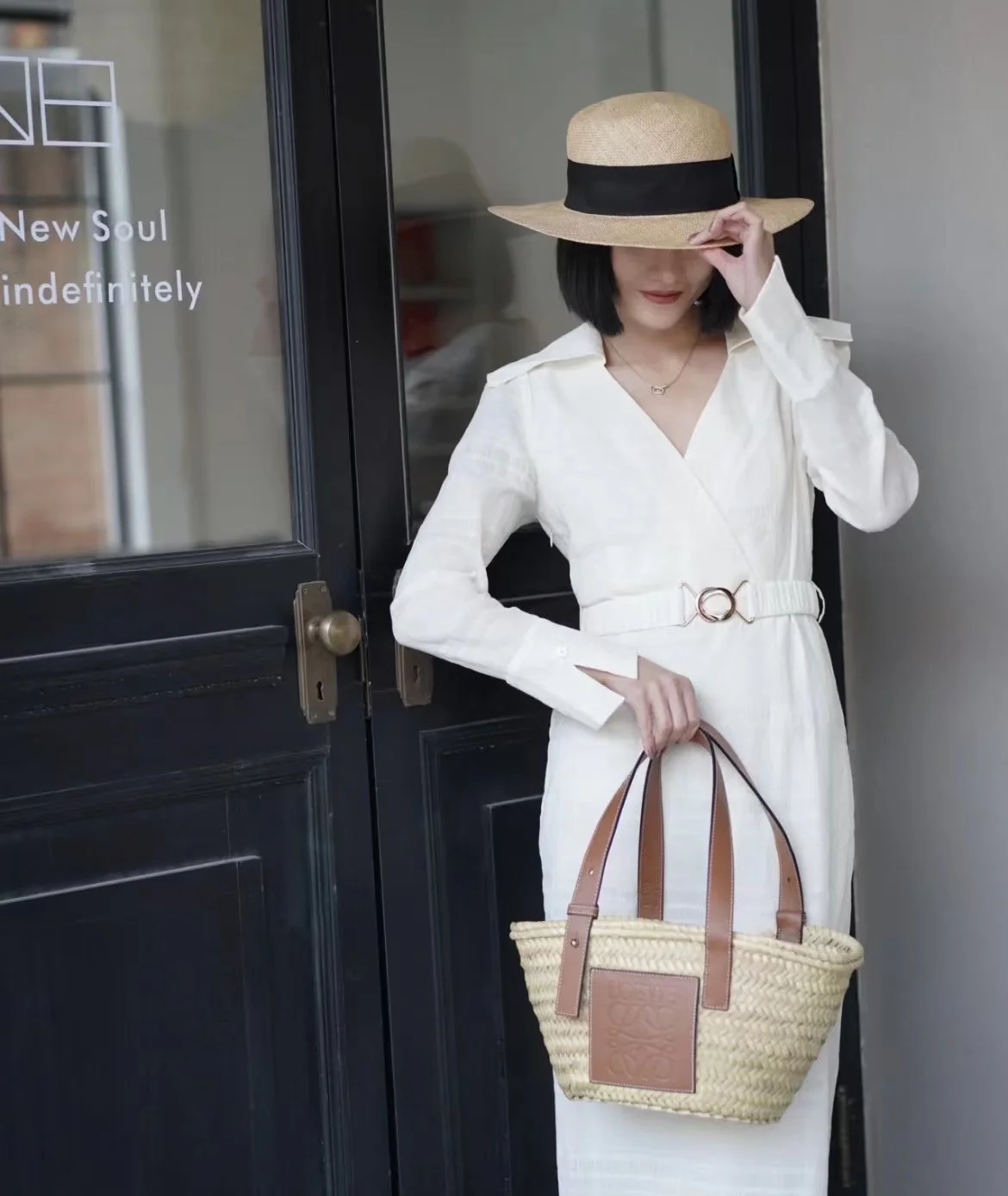 Соломенная сумка Loewe - 33 см - Маленькая - Коричневая