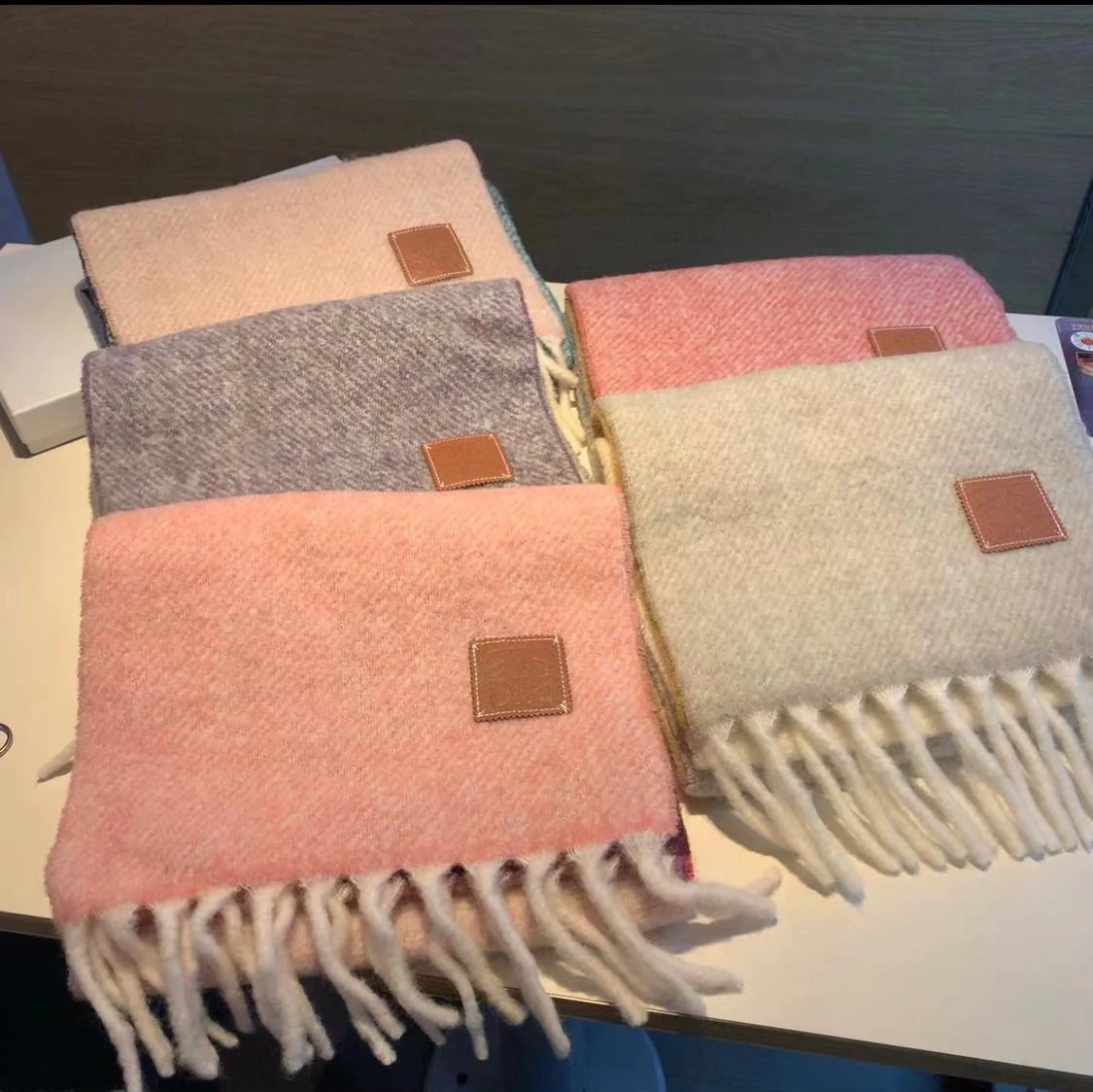 Шарф в стиле Лолита - однотонный - 250 см - 28 см - розовый