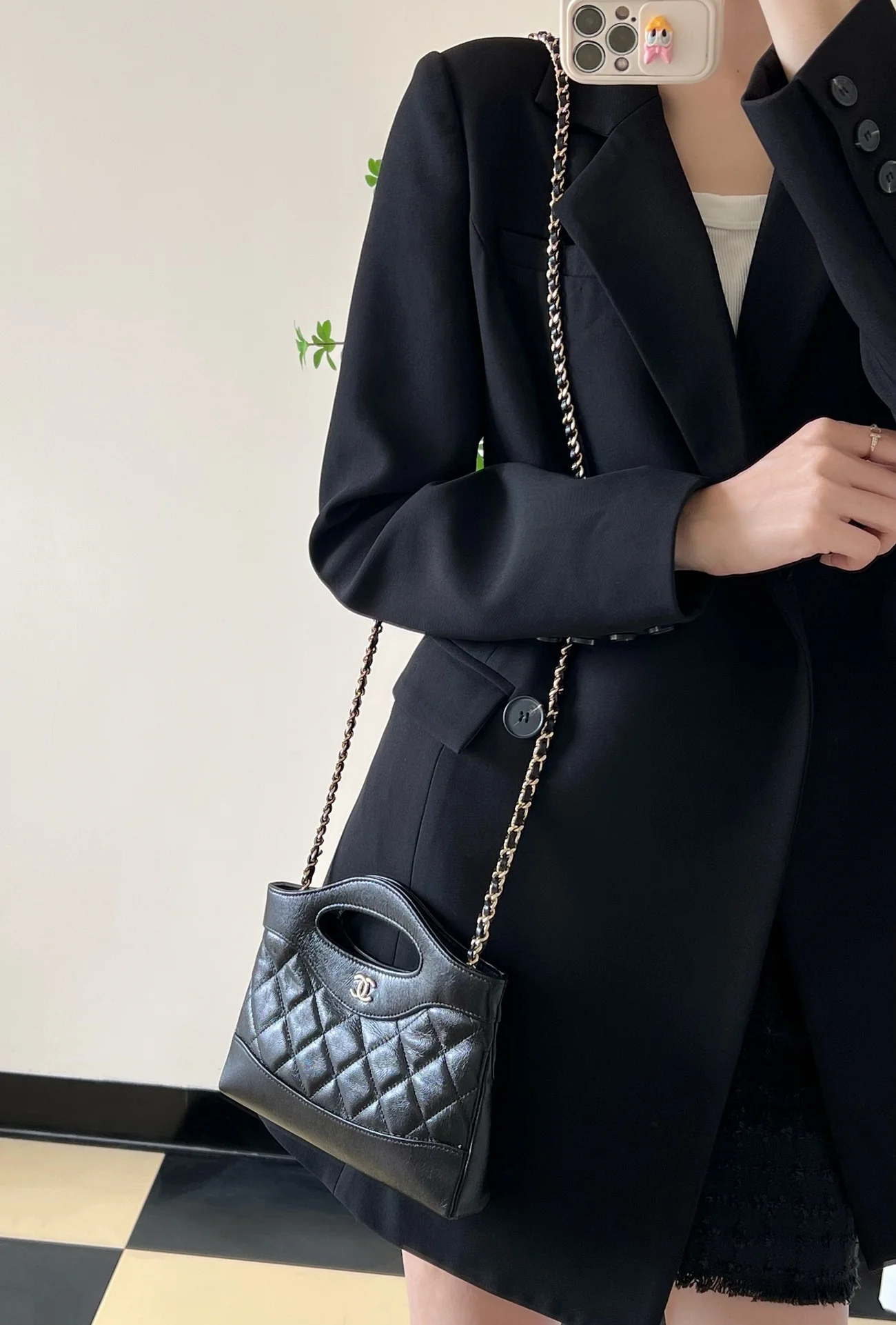 Сумка Chanel Nano 31 - Миниатюрная горизонтальная версия - Черная