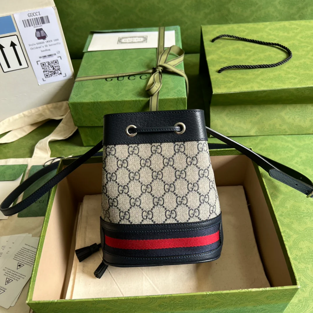 Мини-сумочка-ведро Gucci Ophidia - 15x18x9,5 см - синяя