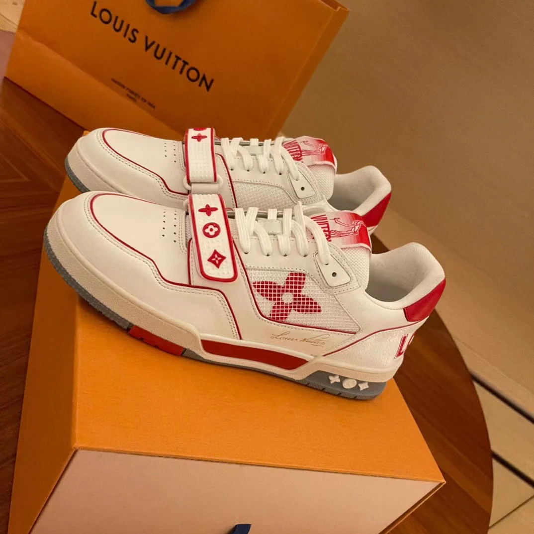 Кроссовки LV Trainer Series - на липучках - унисекс - бело-красные