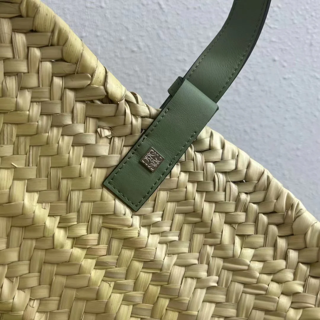 Соломенная сумка Loewe - 40 см - Большая - Зеленая