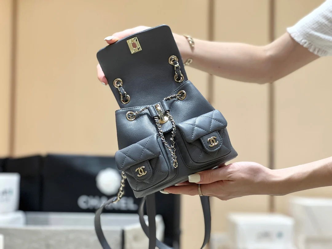 Рюкзак Chanel 24a-duma Frog, маленький, серый.