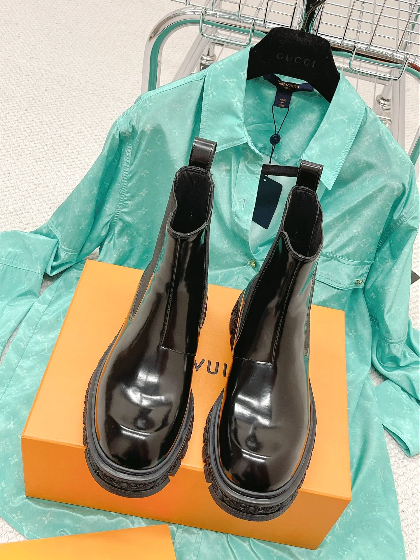 Мужские кожаные ботильоны LV с открытым большим пальцем стопы