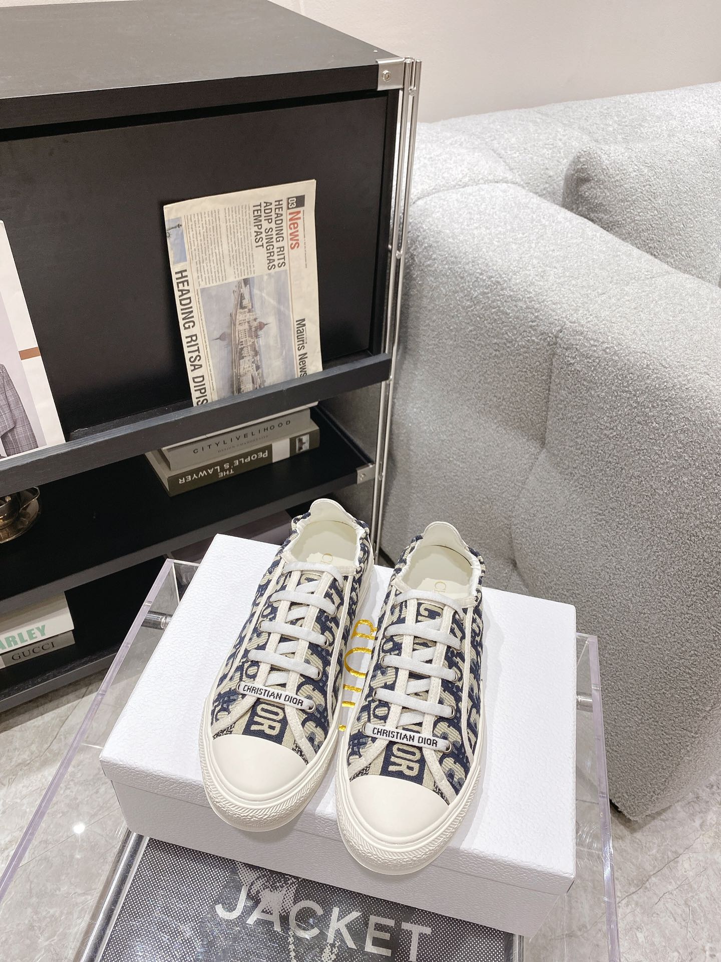 Повседневные балетки Dior Canvas Collection с вышитым каблуком - 1