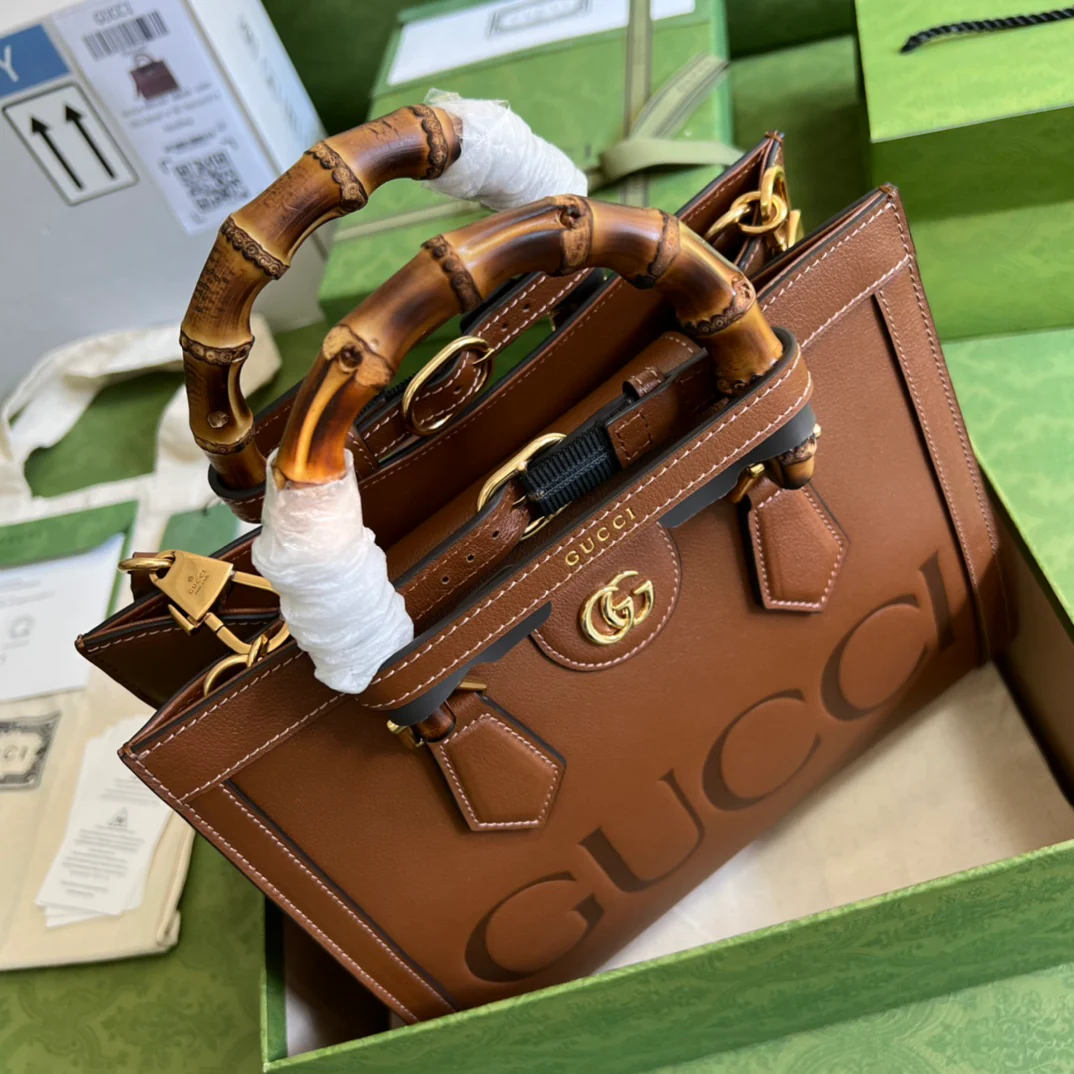 Сумка-тоут Gucci Bamboo из коричневой кожи - 27x24x11 см