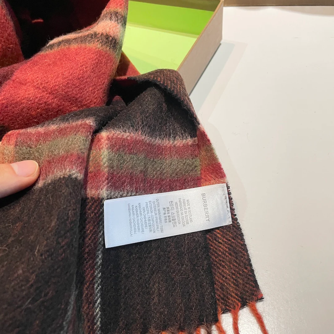 Классический полосатый вязаный шарф из кашемира Burberry - 32х180 см (без кисточек)