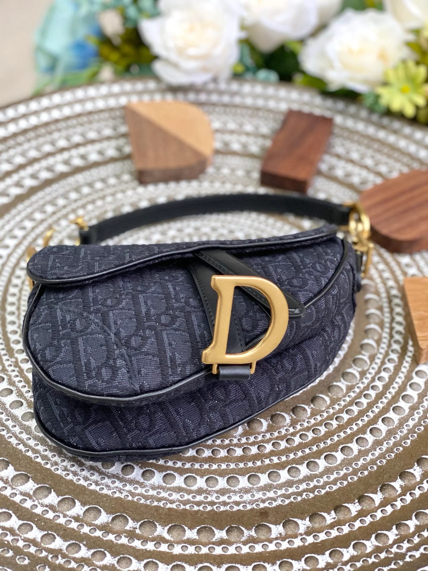Сумка Dior Saddle Bag - Канва - Маленькая, черная - 19,5 см